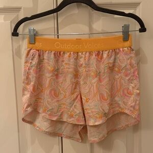 Outdoor Voices pink/yellow Relay 3” Shorts